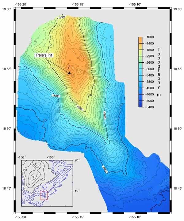 Loihi volcano Bathymetric map.