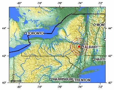 Fig.1. The epicenter of the New York 2011 earthquake (red circle)